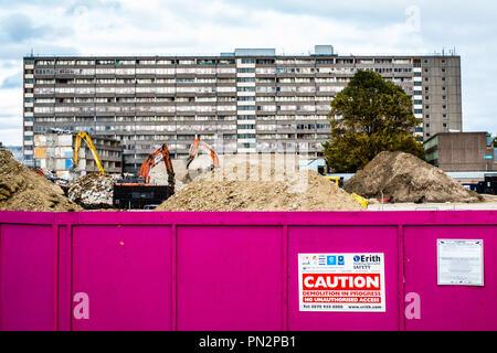 London UK 19. September 2018 den Abriss der Aylesbury Immobilien nur zwei Meilen von den Häusern des Parlaments. Stockfoto