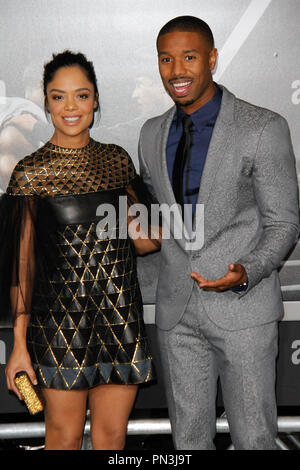 Tessa Thompson und Michael B. Jordanien am Los Angeles Weltpremiere von 'Creed' im Regency Dorf Theater in Westwood, CA, 19. November 2015 statt. Foto von Joe Martinez/PictureLux Stockfoto