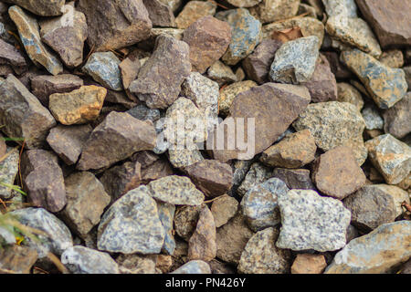 Schotter auf der Bahn für Textur- und Hintergrund Stockfoto