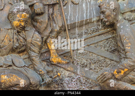 Bangkok, Thailand - 23 April, 2017: Geschichte Monument der Staatsbahn von Thailand (SRT), die erste Eisenbahn in Thailand seit 1890 gegründet wurde. Stockfoto