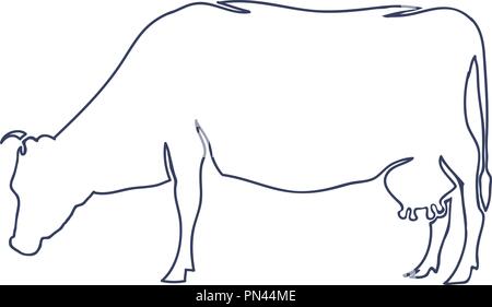 Hand gezeichnet Kuh isoliert auf weißem Hintergrund. Vektor Stock Vektor
