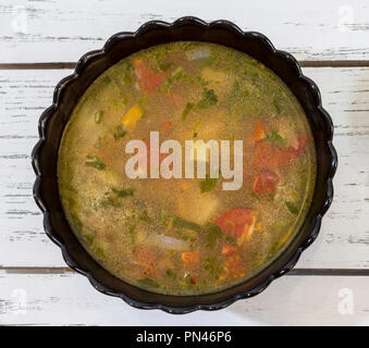 Suppe closeup auf weißem Hintergrund stan allein Stockfoto