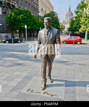 Ronald Reagan Statue. Szabadság Platz, Budapest, Ungarn Stockfoto