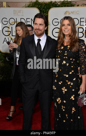 Christian Bale & Sibi Blazic auf dem 73. jährlichen Golden Globe Awards im Beverly Hilton Hotel. Januar 10, 2016 Beverly Hills, CA Stockfoto