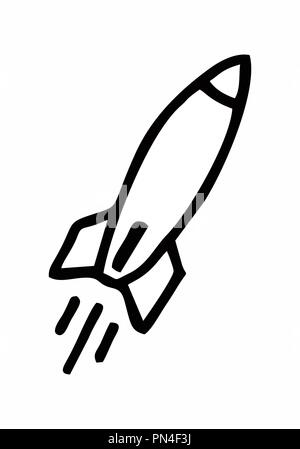 Freehand Illustration einer Rakete auf weißem Hintergrund Stock Vektor