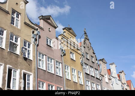 Gebäude auf ul. Swietego Ducha in Danzig, Polen rekonstruiert nach dem Krieg von den kommunistischen Behörden Stockfoto