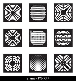 Lüftung die Abdeckplatte Icon Set. Silhouette Vektor Stock Vektor