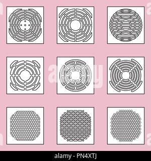 Lüftung die Abdeckplatte Icon Set. Vektor, dünne Linie Stock Vektor