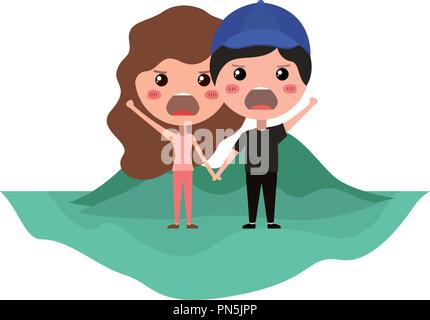 Cartoon wütend Paar auf dem Feld kawaii Zeichen Stock Vektor