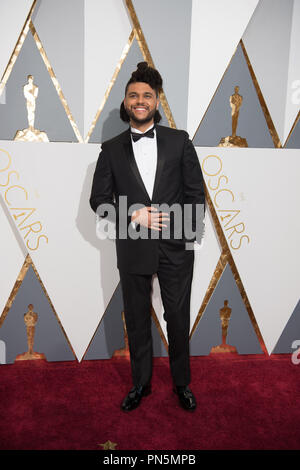 Performer, die Weeknd kommt an Die 88 Oscars® auf der Dolby® Theater in Hollywood, CA am Sonntag, dem 28. Februar, 2016. Datei Referenz # 32854 279 THA nur für redaktionelle Verwendung - Alle Rechte vorbehalten Stockfoto