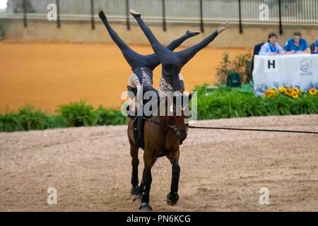 Tryon, Kalifornien, USA. Sept 2018 19. Vaulting. Einzelne und Nationen Cup. Team GB. GBR. Tag 8. World Equestrian Games. WEG 2018 Tryon. North Carolina. USA. 19.09.2018. Credit: Sport in Bildern/Alamy leben Nachrichten Stockfoto