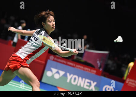 Tokio, Japan. 14 Sep, 2018. Nozomi Okuhara (JPN) Badminton: Daihatsu Yonex Japan Open 2018 Damen Einzel Viertelfinale von Musashino Wald Sport Plaza in Tokio, Japan. Credit: Hitoshi Mochizuki/LBA/Alamy leben Nachrichten Stockfoto