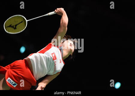 Tokio, Japan. 14 Sep, 2018. Nozomi Okuhara (JPN) Badminton: Daihatsu Yonex Japan Open 2018 Damen Einzel Viertelfinale von Musashino Wald Sport Plaza in Tokio, Japan. Credit: Hitoshi Mochizuki/LBA/Alamy leben Nachrichten Stockfoto