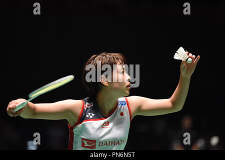Tokio, Japan. 14 Sep, 2018. Nozomi Okuhara (JPN) Badminton: Daihatsu Yonex Japan Open 2018 Damen Einzel Viertelfinale von Musashino Wald Sport Plaza in Tokio, Japan. Credit: Hitoshi Mochizuki/LBA/Alamy leben Nachrichten Stockfoto