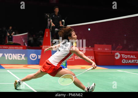 Tokio, Japan. 14 Sep, 2018. Nozomi Okuhara (JPN) Badminton: Daihatsu Yonex Japan Open 2018 Damen Einzel Viertelfinale von Musashino Wald Sport Plaza in Tokio, Japan. Credit: Hitoshi Mochizuki/LBA/Alamy leben Nachrichten Stockfoto