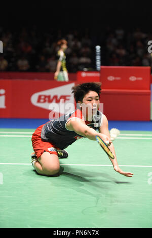 Tokio, Japan. 14 Sep, 2018. Akane Yamaguchi (JPN) Badminton: Daihatsu Yonex Japan Open 2018 Damen Einzel Viertelfinale von Musashino Wald Sport Plaza in Tokio, Japan. Credit: Hitoshi Mochizuki/LBA/Alamy leben Nachrichten Stockfoto