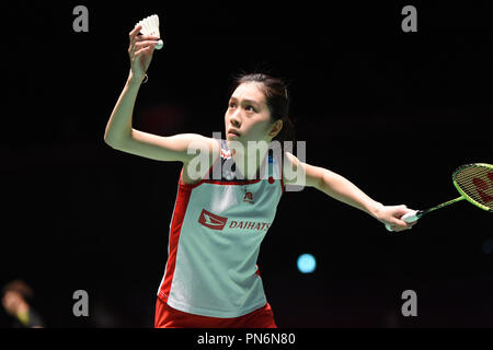 Tokio, Japan. 14 Sep, 2018. Aya Ohori (JPN) Badminton: Daihatsu Yonex Japan Open 2018 Damen Einzel Viertelfinale von Musashino Wald Sport Plaza in Tokio, Japan. Credit: Hitoshi Mochizuki/LBA/Alamy leben Nachrichten Stockfoto