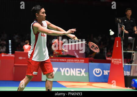Tokio, Japan. 14 Sep, 2018. Kento Momota (JPN) Badminton: Daihatsu Yonex Japan Open 2018 Männer Singles Viertelfinalen an der Musashino Wald Sport Plaza in Tokio, Japan. Credit: Hitoshi Mochizuki/LBA/Alamy leben Nachrichten Stockfoto