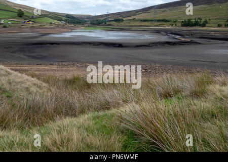 Woodhead Reservoir in Dürre bei Glossop, Großbritannien Stockfoto