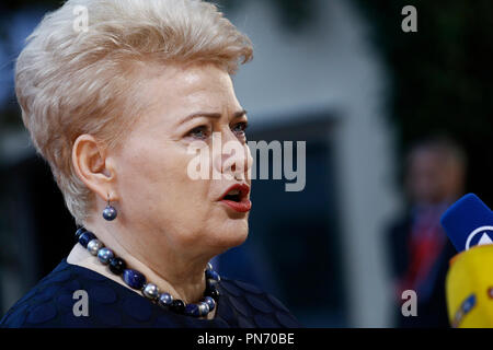 Salzburg, Österreich 20. Sep 2018. Präsident von Litauen, Dalia Grybauskaite kommt für ein informelles Treffen der 28 Staats- und Regierungschefs. Credit: ALEXANDROS MICHAILIDIS/Alamy leben Nachrichten Stockfoto