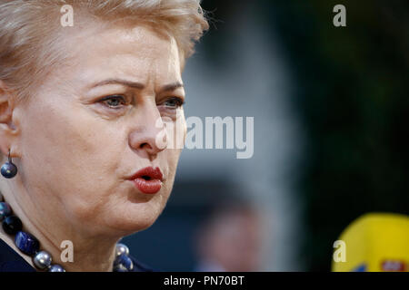 Salzburg, Österreich 20. Sep 2018. Präsident von Litauen, Dalia Grybauskaite kommt für ein informelles Treffen der 28 Staats- und Regierungschefs. Credit: ALEXANDROS MICHAILIDIS/Alamy leben Nachrichten Stockfoto