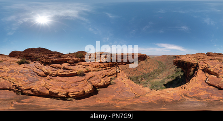 360 Grad Panorama Ansicht von Australien, NT, Watarrka National Park Kings Canyon Rim Walk, Sandsteinfelsen