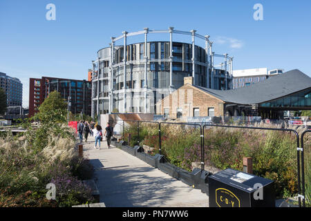 Luxus Apartments von umgebauten viktorianischen Gasspeicher, Gasbehälter Park, Kings Cross, London, UK, Stockfoto