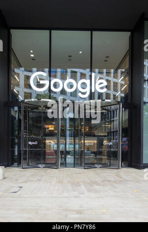 Eingang zu Google HQ Büros in King's Cross, Camden, London, N1, UK Stockfoto