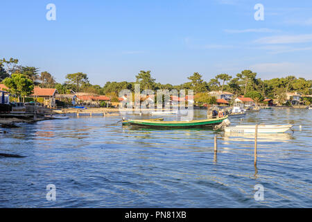 Frankreich, Gironde, Côte d'Argent, Parc naturel Marin du Bassin d'Arcachon (Arcachon Bay Marine Naturpark), Lege Cap Ferret, austernzucht Dorf Stockfoto