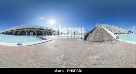 360 Grad Panorama Ansicht von Ciudad de las Artes y de las Ciencias, Spanien