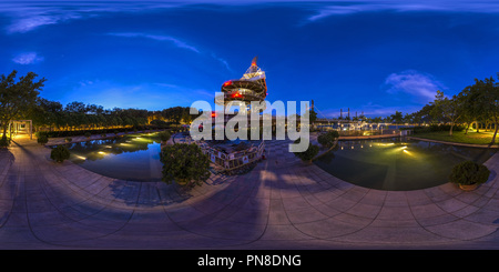 360 Grad Panorama Ansicht von Aussichtsturm @ Tai Po Waterfront Park (大埔海濱公園回歸塔 2), NT, HK