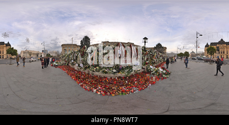 360 Grad Panorama Ansicht von Nationale Trauer nach dem Tod von Michael ich im Royal Palace in Bukarest, Rumänien, (2)