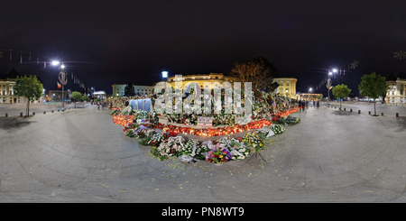 360 Grad Panorama Ansicht von Nationale Trauer nach dem Tod von Michael ich im Royal Palace in Bukarest, Rumänien (4)