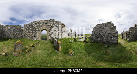 360 Grad Panorama Ansicht von Tempel Dreifaltigkeit, Carinish, North Uist