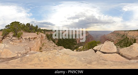 360 Grad Panorama Ansicht von Grand Canyon South Rim Trail Sicht