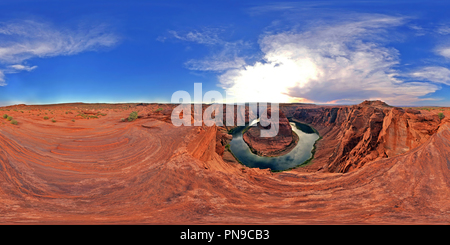 360 Grad Panorama Ansicht von Horseshoe Bend bei Sonnenuntergang, Seite