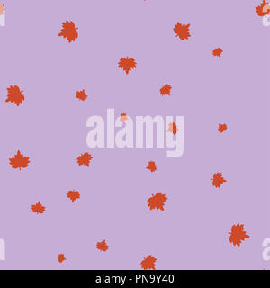 Maple Leaf rot Muster nahtlose. Abbildung. Purple Background. Stockfoto