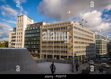 Regierung Bürogebäude mit Mosaik im Zentrum von Oslo, Norwegen Stockfoto