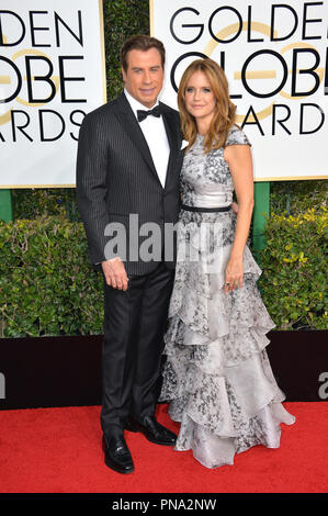 John Travolta und Kelly Preston an der 74th Golden Globe Awards im Beverly Hilton Hotel, Los Angeles, CA, USA, 8. Januar 2017 Stockfoto