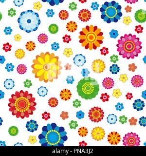 Florales Muster in den Blumen auf weißem Hintergrund, nahtlose Vektor Illustration. Stock Vektor