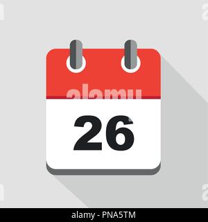 Vector Illustration von Red Kalender 26 Symbol EPS 10. Stock Vektor