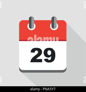 Vector Illustration von Red Kalender 29 Symbol EPS 10. Stock Vektor