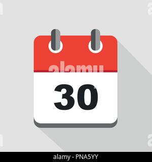 Vector Illustration von Red Kalender 30 Symbol EPS 10. Stock Vektor