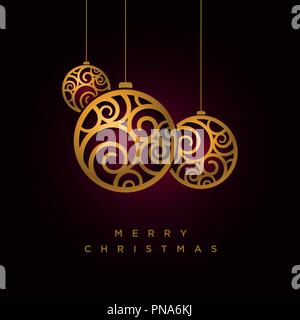 Vektor Weihnachten Grußkarte Design mit abstrakter Swirl Weihnachtskugeln. Stock Vektor