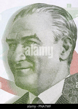 Mustafa Kemal Atatürk Portrait von türkischen Geld Stockfoto