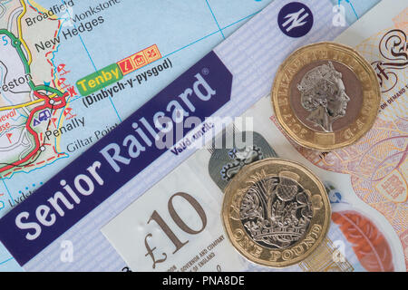 Senior-BahnCard für ermäßigte UK Zug reisen. Stockfoto