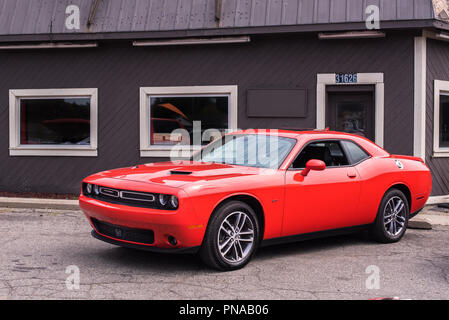 ROYAL OAK, MI/USA - August 16, 2018: ein Dodge Challenger an der Woodward Dream Cruise, die weltweit größte eintägige Automotive event. Stockfoto