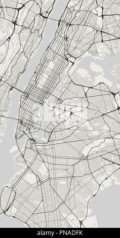 Vektor Stadtplan von New York in Schwarz und Weiß Stock Vektor