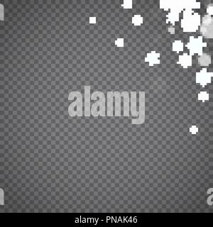 Vereinzelte Schneeflocken auf Transparent Stock Vektor