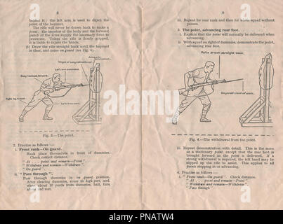 Kleinwaffen Training Handbuch Band 1 Heft Nummer 12 Bajonett in 1937 durch den Krieg Büro veröffentlicht Anweisung zur britischen Militärs auf, wie man das Gewehr mit Bajonett montiert während der Vorkriegszeit und der zweite Weltkrieg Stockfoto